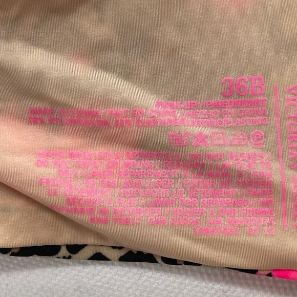 Victoria’s Secret PINK Cheetah Roses Push Up 36B - Picture 3 of 7